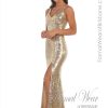 Rose Gold V Neck Shimmer LTD Clearance S A L E ! In Store Today or 7 Day Delivery Formal Dresses Online Australia