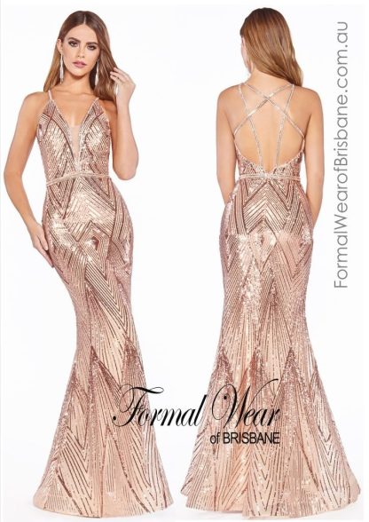 Gold Rose Fitted LTD Clearance S A L E ! In Store Today or 7 Day Delivery Formal Dresses Online Australia