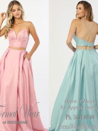 Pink Satin 2 Piece LTD Clearance S A L E ! In Store Today or 7 Day Delivery Formal Dresses Online Australia