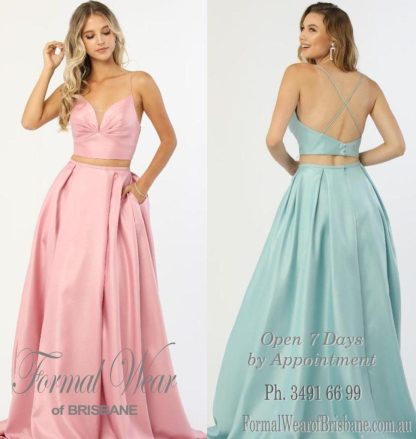 Pink Satin 2 Piece LTD Clearance S A L E ! In Store Today or 7 Day Delivery Formal Dresses Online Australia