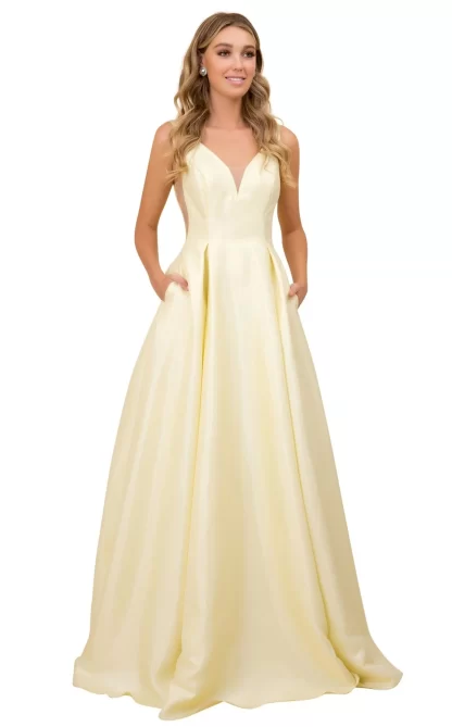 Yellow Satin Aline LTD Clearance S A L E ! In Store Today or 7 Day Delivery Formal Dresses Online Australia