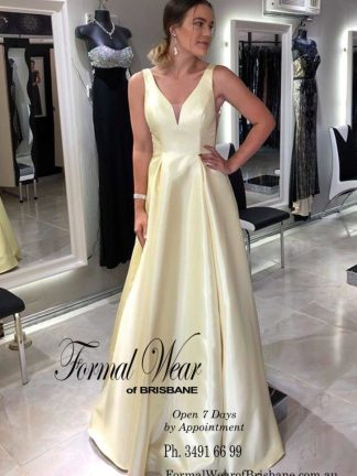 Yellow Satin Aline LTD Clearance S A L E ! In Store Today or 7 Day Delivery Formal Dresses Online Australia